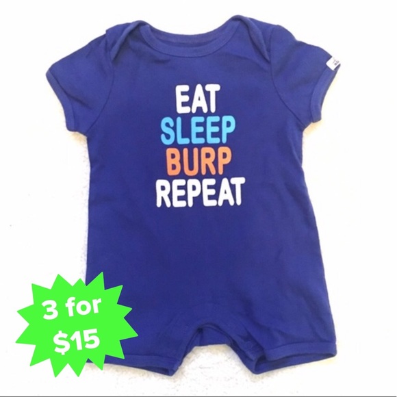 Old Navy Other - Old Navy Eat Sleep Burp Repeat Blue Short Romper